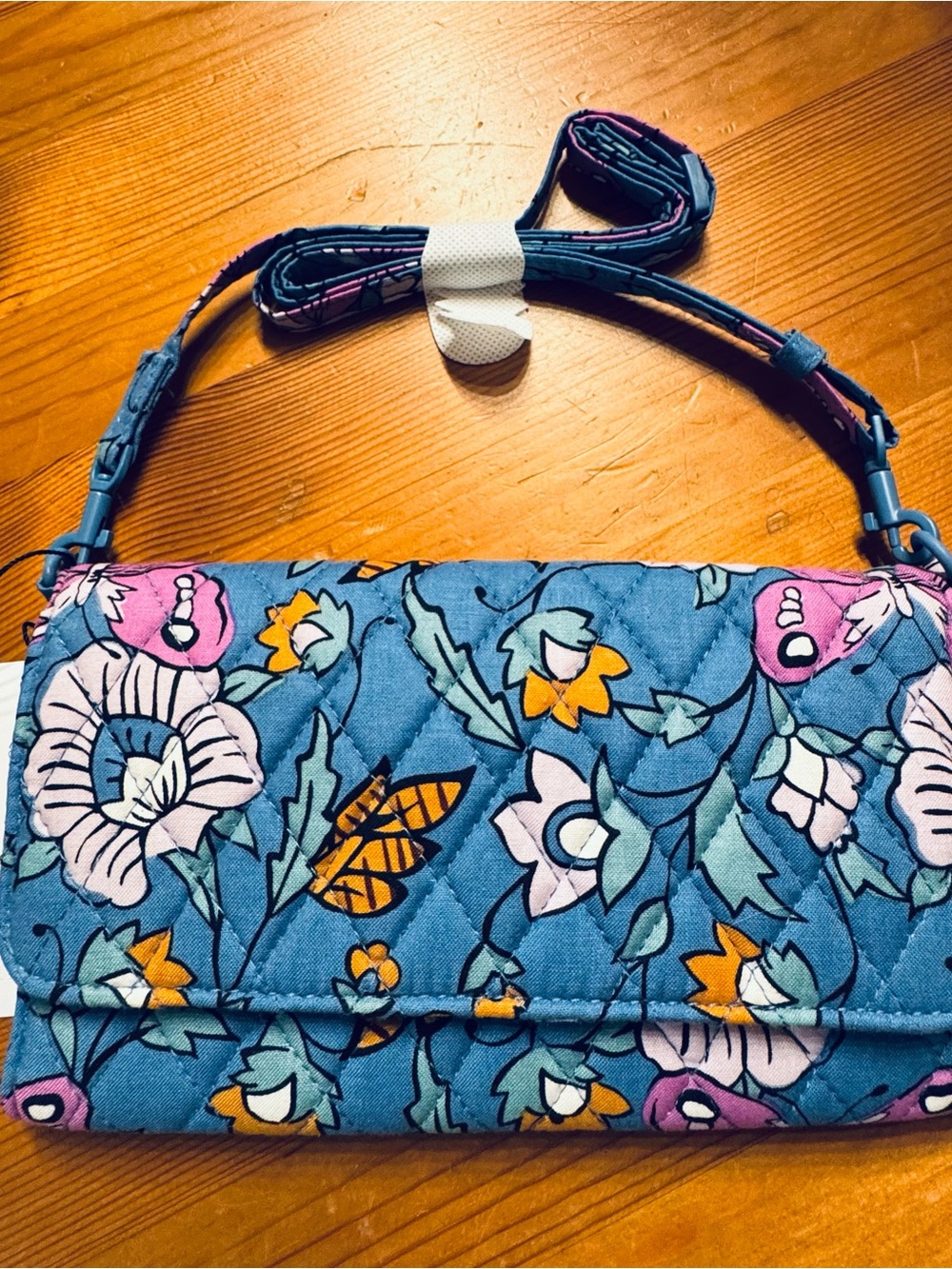 Vera Bradley Quilted Floral Crossbody in Teal, Pink & Yellow